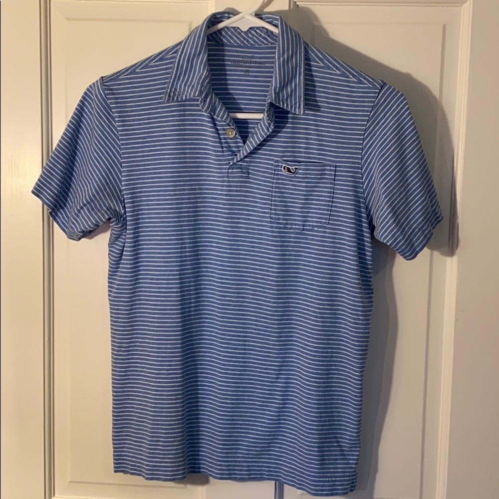 Vineyard Vines, Striped Cotton Polo Shirt, Boy’s M